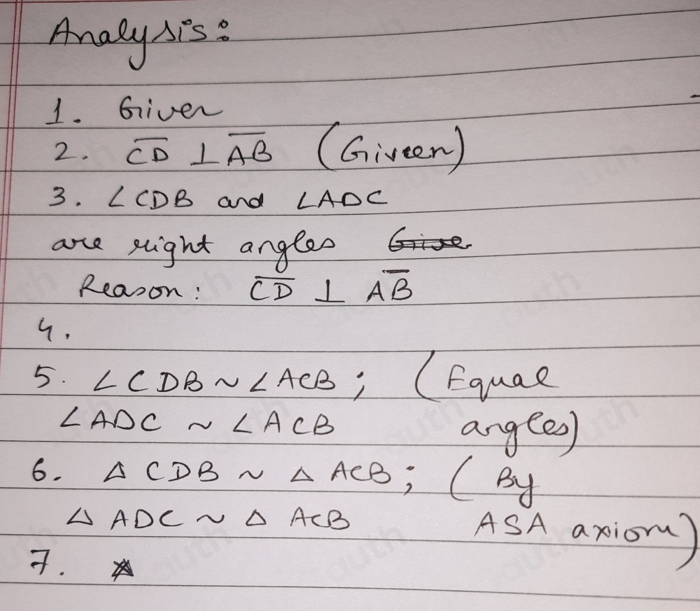 Solved: Given: ∠ ACB is a right triangle with ∠ ACB as 1 2 3 4 5 6 7 ...