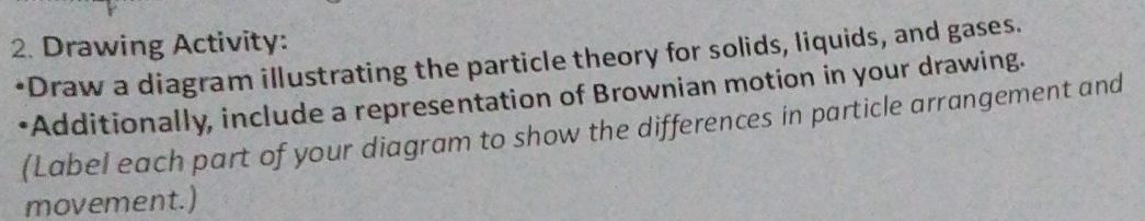 Solved: Drawing Activity: *Draw a diagram illustrating the particle ...