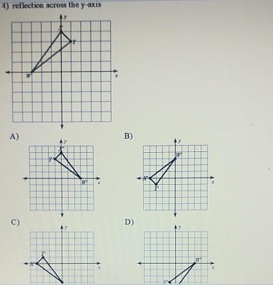 reflection across the y-axis
A)
C)
D)