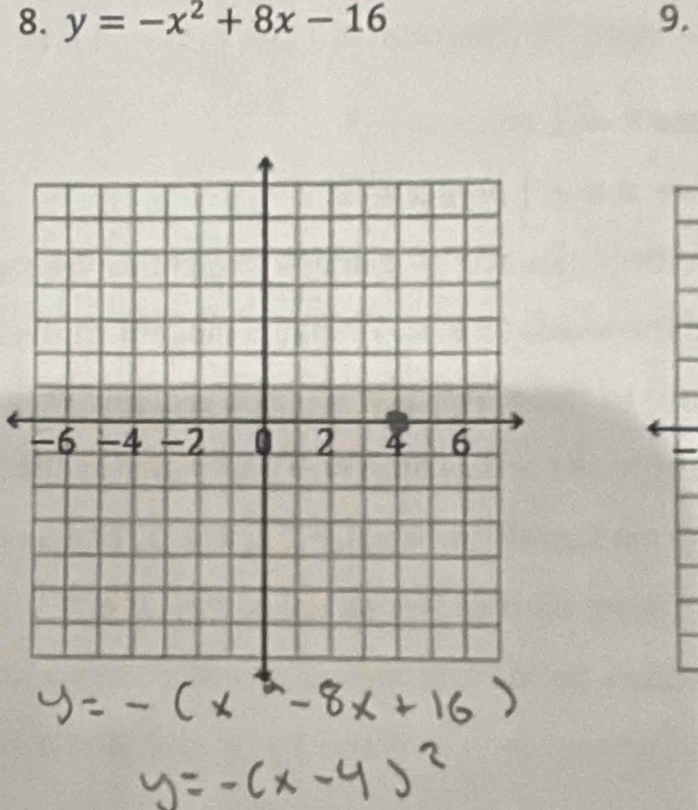 y=-x^2+8x-16 9.