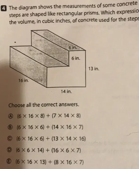 Solved: The diagram shows the measurements of some concrete steps are ...