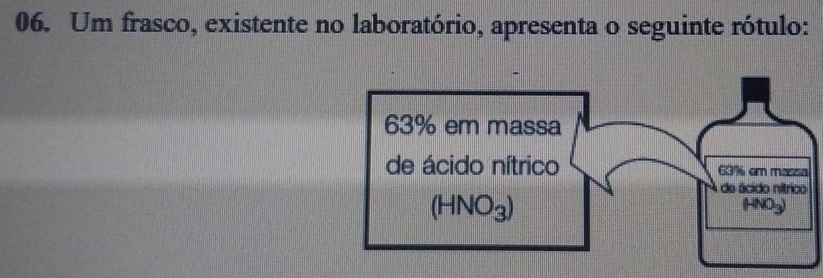 Um frasco, existente no laboratório, apresenta o seguinte rótulo: