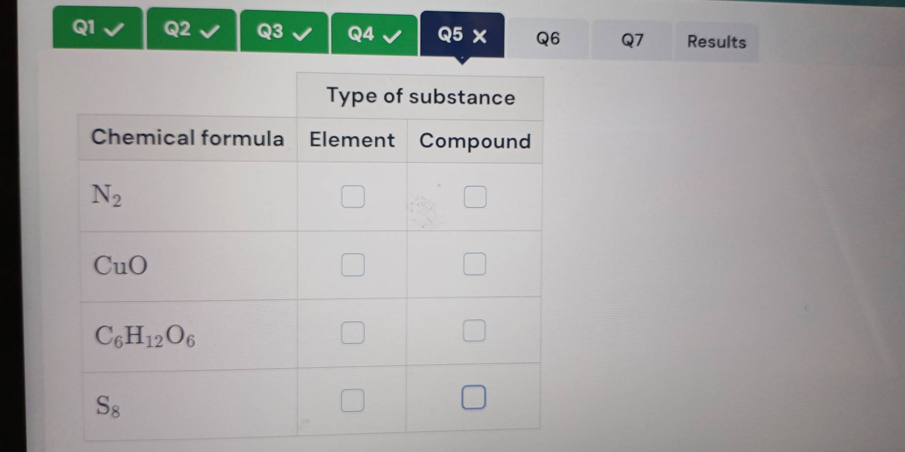 Q5* Q6 Q7 Results