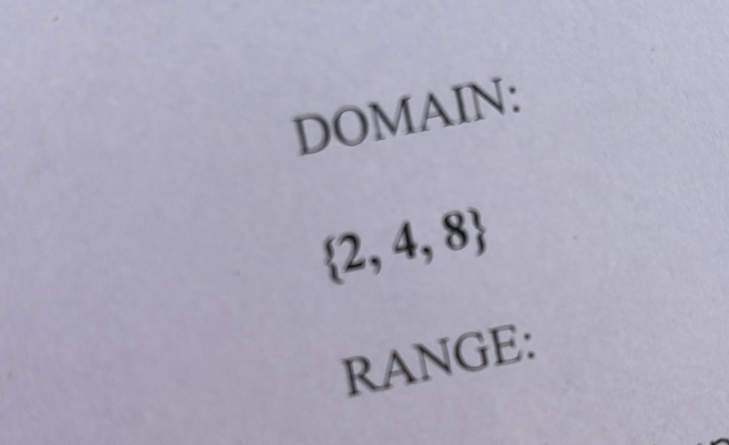 DOMAIN:
 2,4,8
RANGE: