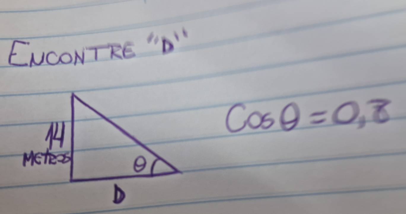 ENCONTRE "D"
cos θ =0,8