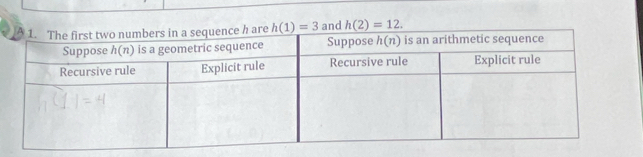 and h(2)=12.