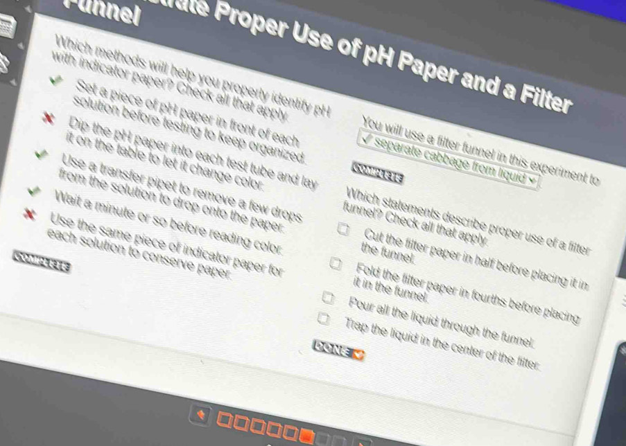 Solved: Punnel oper Use of pH Paper and a Filter Which methods will ...