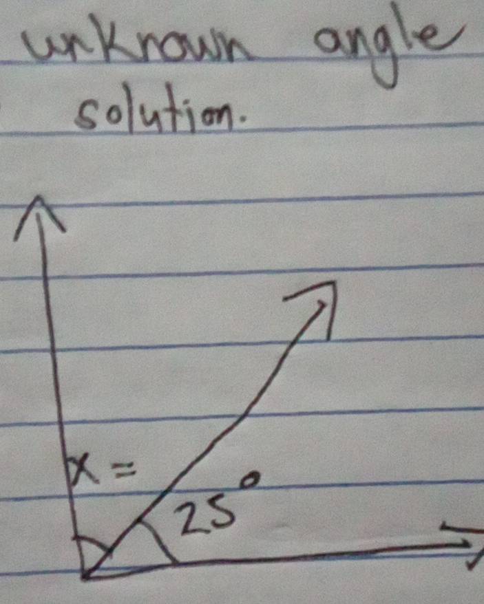 unkrown angle 
solution.
x= 25°