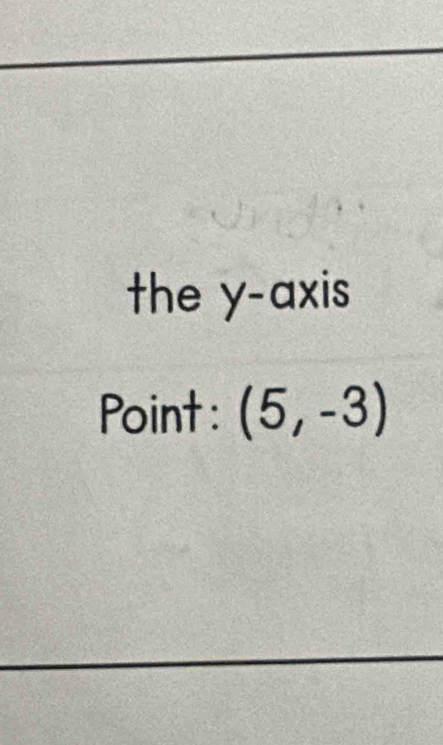 the y-axis 
Point: (5,-3)