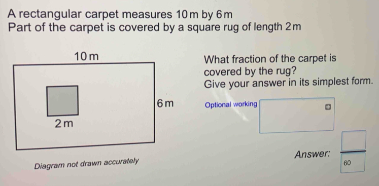 Solved: A rectangular carpet measures 10m by 6m Part of the carpet is ...