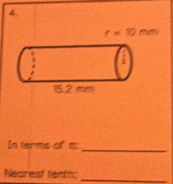 r=10mm
_ 
In term of a : a 
Nearest tenth:_