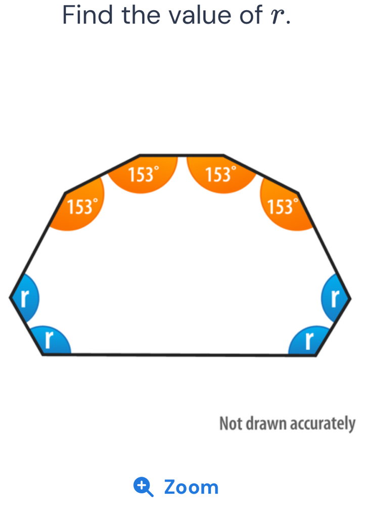 Find the value of r.
Not drawn accurately
+f Zoom