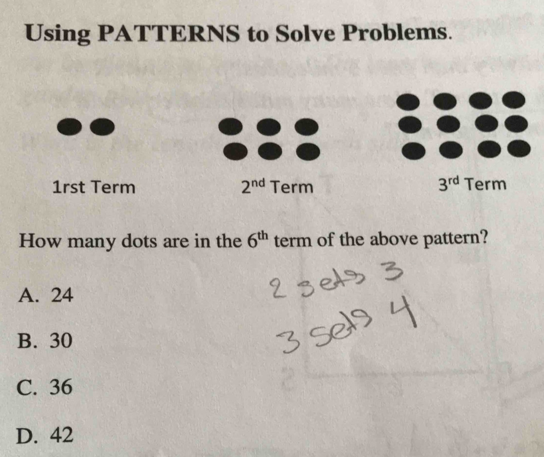 Solved: Using PATTERNS to Solve Problems. 1rst Term 2^(nd) Term 3^(rd ...