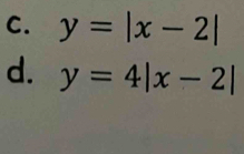 y=|x-2|
d. y=4|x-2|