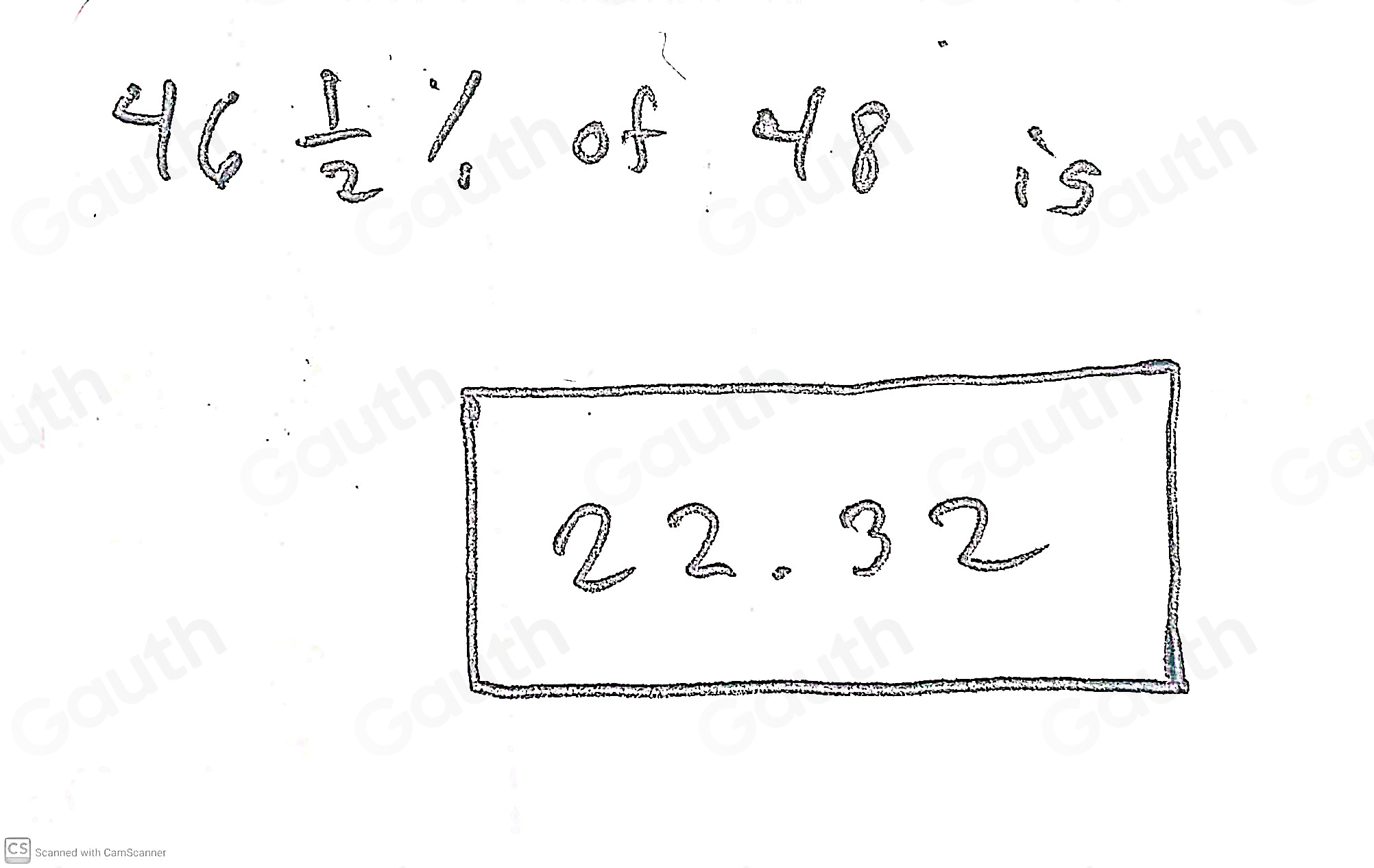 Solved: What is 46 1/2 % of 48? [Statistics]