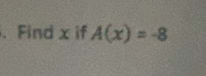 Find x if A(x)=-8