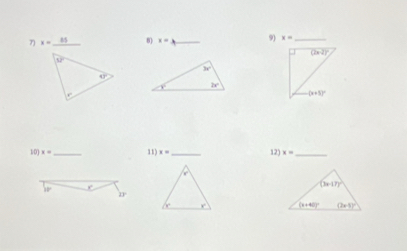 7 x= _8) x= _9) x= _
10) x= _11) x= _12) x= _