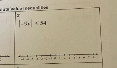 plute Value Inequalities 
2)
|-9v|≤ 54
2