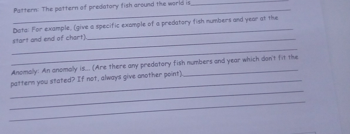 Solved: Pattern: The pattern of predatory fish around the world is ...