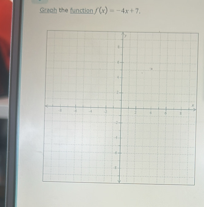 Graph the function f(x)=-4x+7.