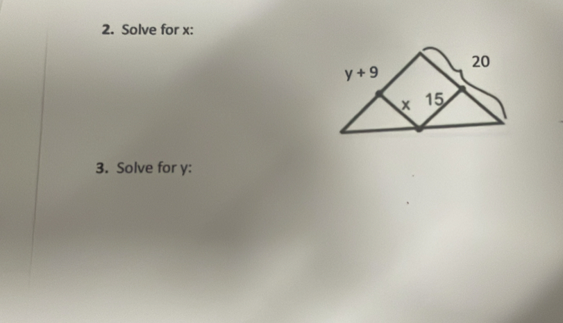 Solve for x:
3. Solve for y: