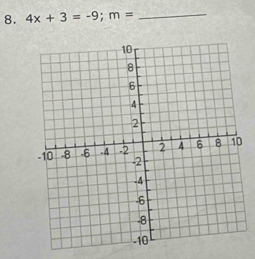 4x+3=-9; m= _