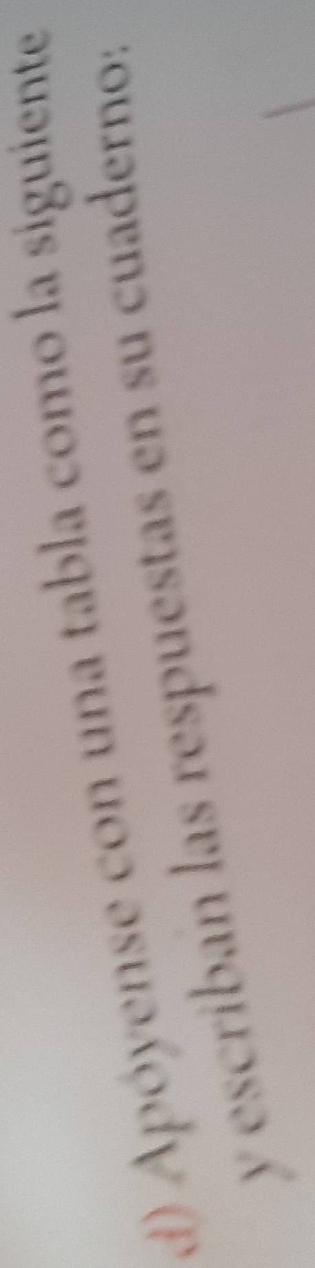 Apóyense con una tabla como la siguiente 
y escriban las respuestas en su cuaderno: