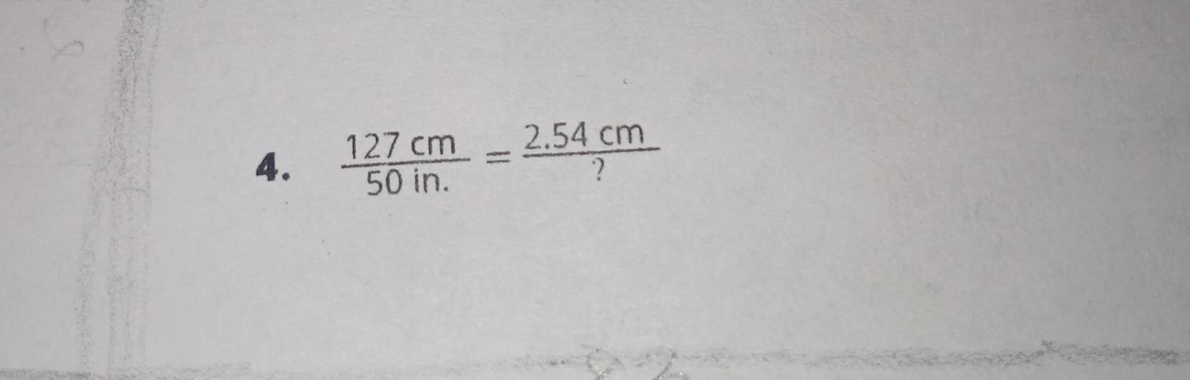  127cm/50in. = (2.54cm)/? 