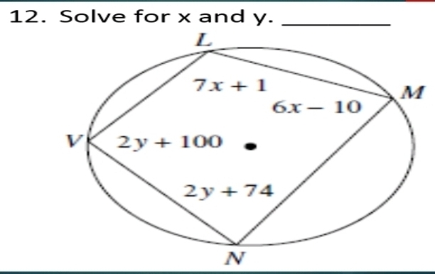 Solve for x and y._