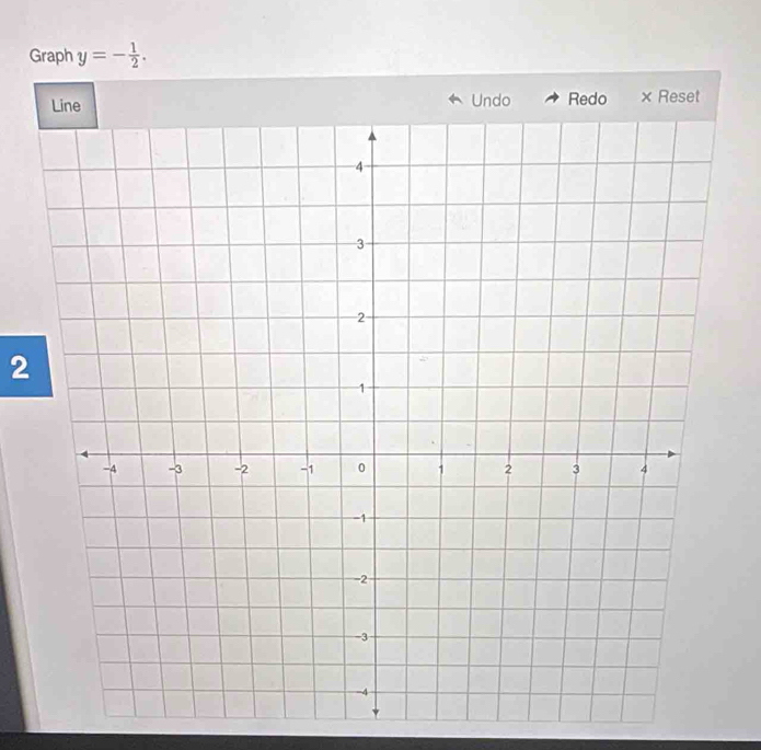 Graph y=- 1/2 . 
× Reset 
2