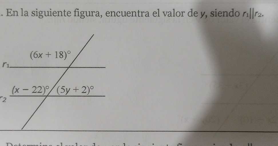 En la siguiente figura, encuentra el valor de y, siendo r_1||r_2.