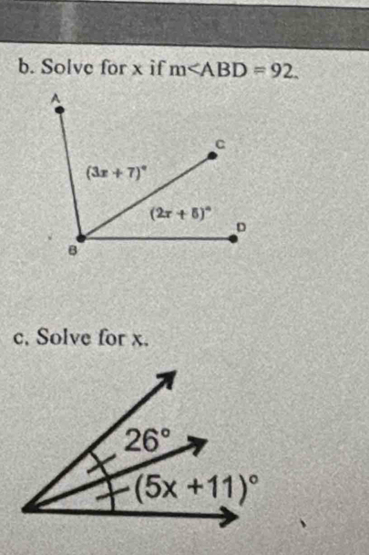 Solve for x if m
c. Solve for x.