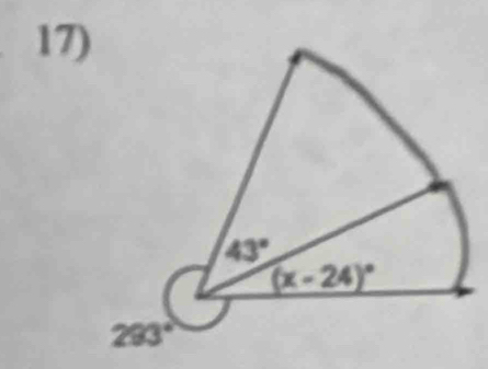 43°
(x-24)^circ 
293°