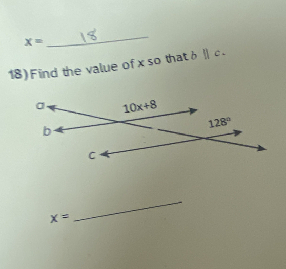 x=
_
18) Find the value of x so that b ||c.
x=
_