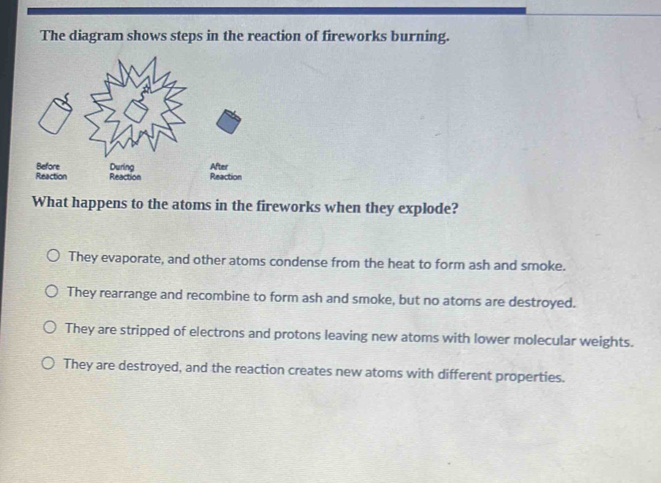 Solved: The diagram shows steps in the reaction of fireworks burning ...