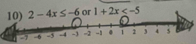 2-4x≤ -6 or 1+2x