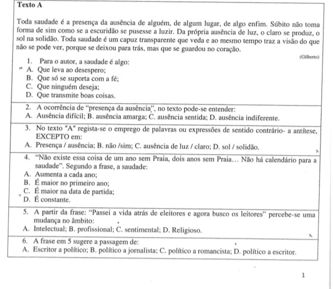 Texto A 
o 
e 
) 
1