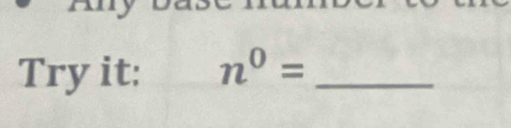 Try it:
n^0= _