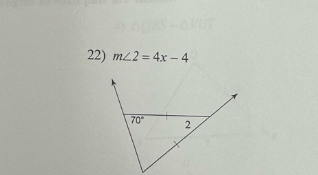 m∠ 2=4x-4