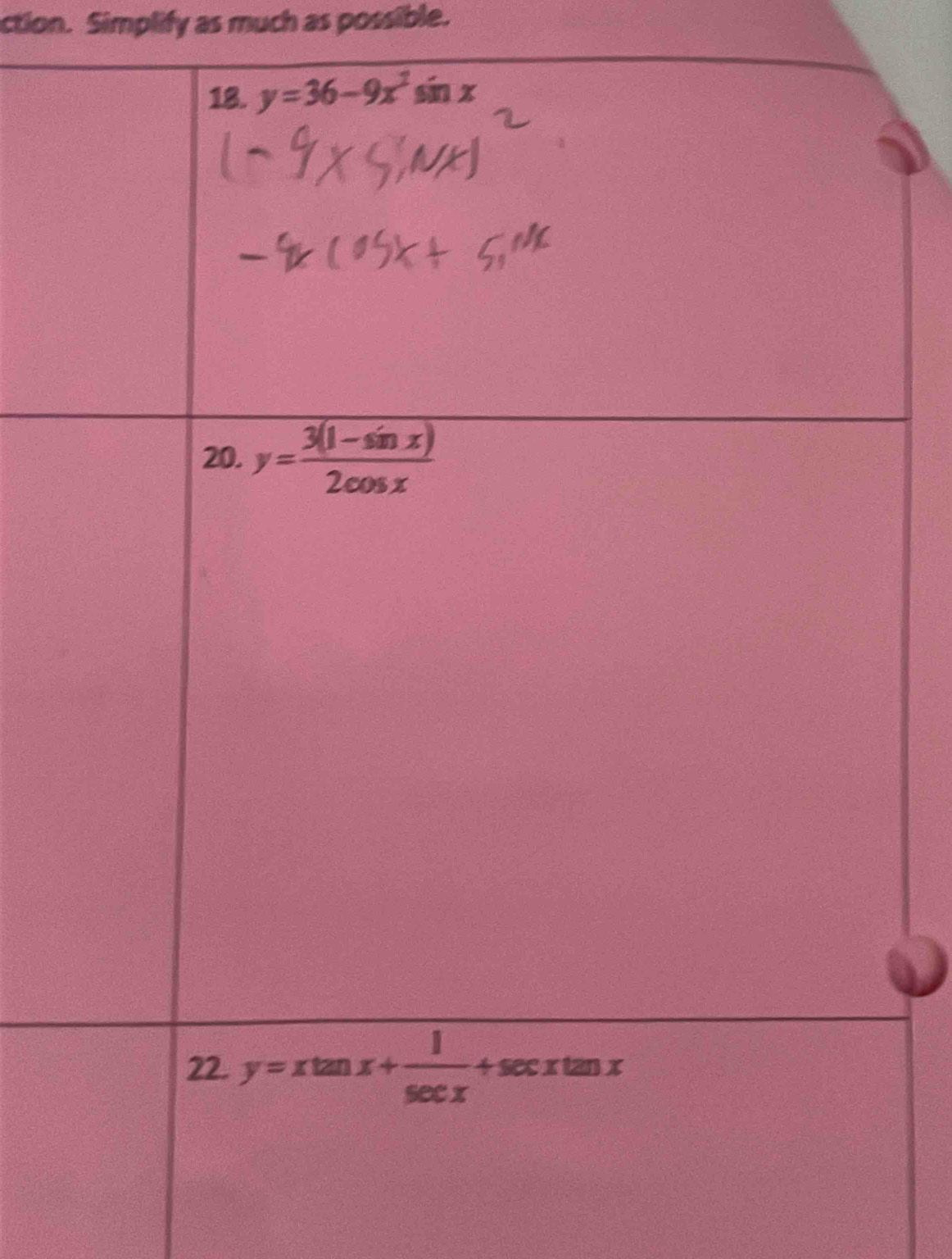 ction. Simplify as much as possible.