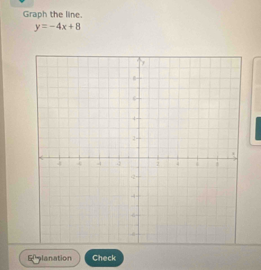 Graph the line.
y=-4x+8
Eplanation Check