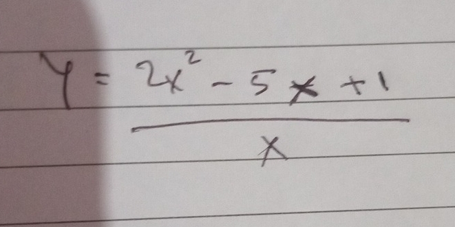 y= (2x^2-5x+1)/x 