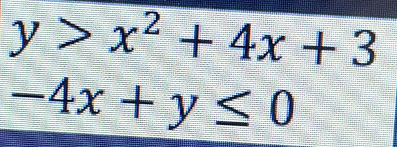 y>x^2+4x+3
-4x+y≤ 0