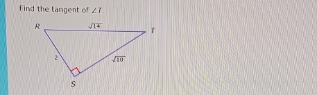 Find the tangent of ∠ T.