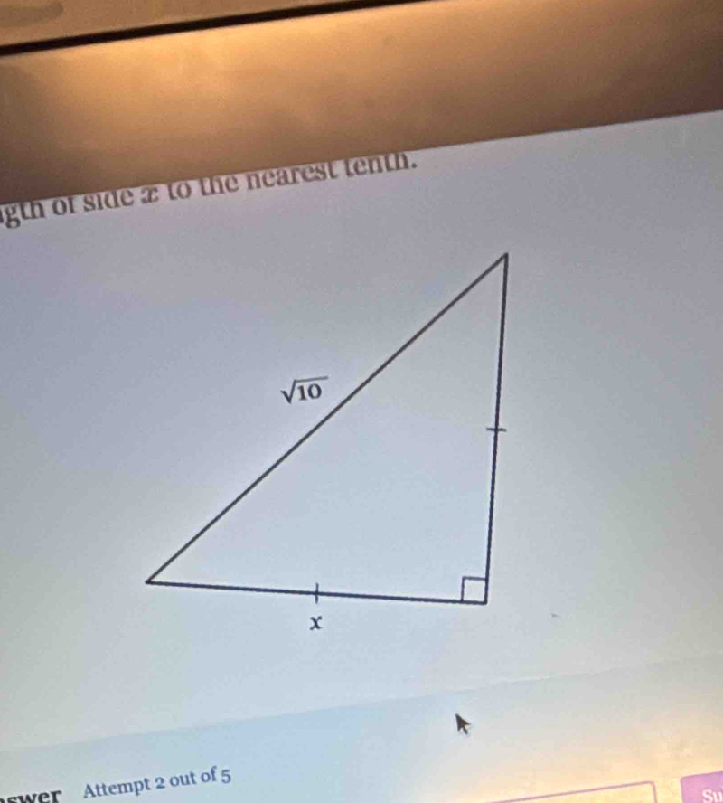 gth of side 2 to the nearest tenth.
swer Attempt 2 out of 5
overline ST
