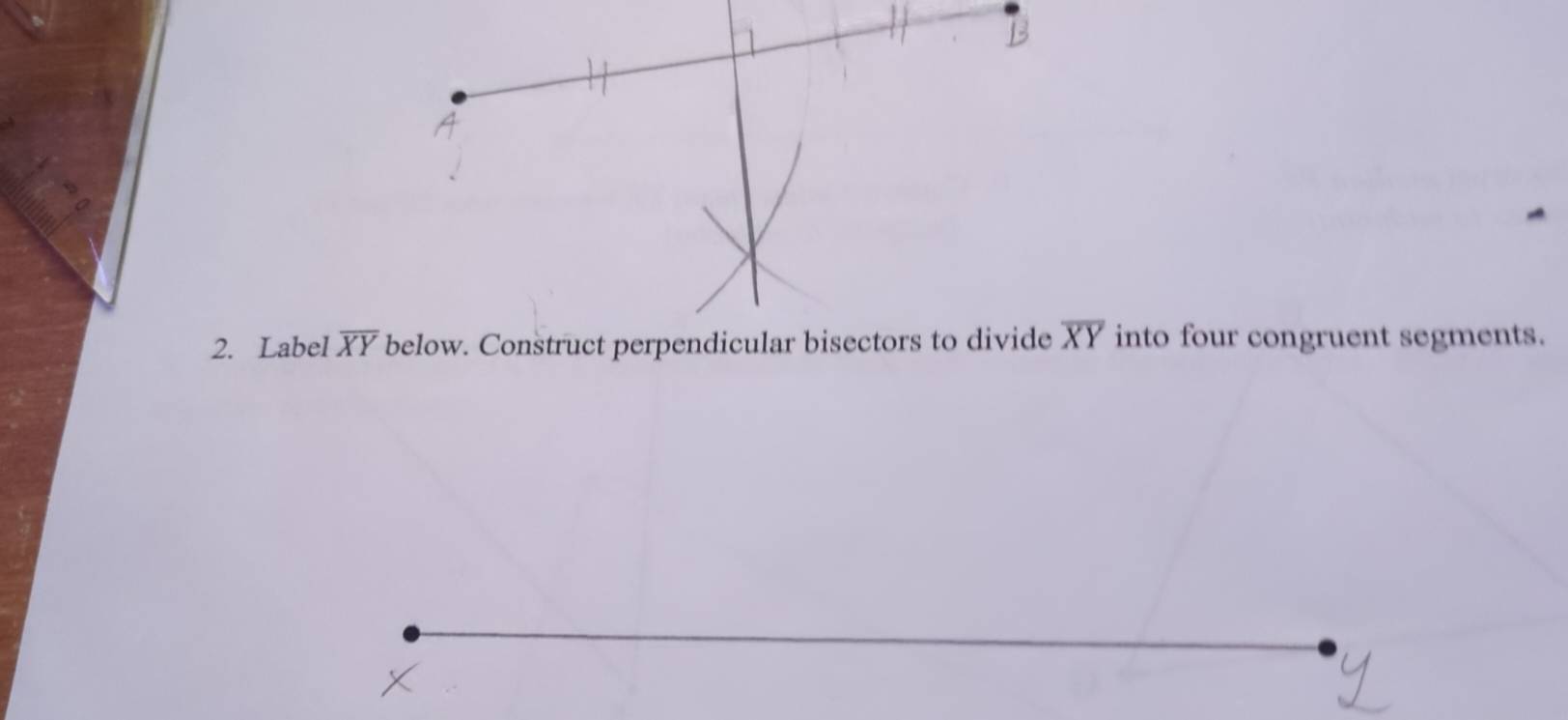 Labe into four congruent segments.