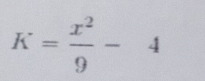 K= x^2/9 -4