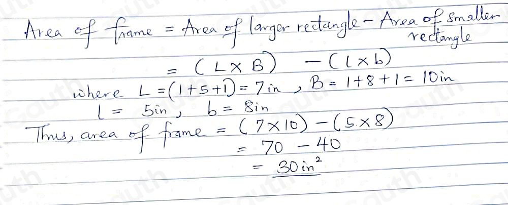 Solved: Calculating the Area of a Frame Bonnie wants to make a picture ...