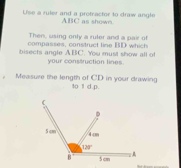 Solved: Use a ruler and a protractor to draw angle ABC as shown. Then ...