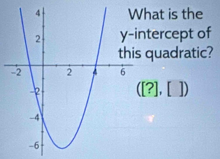 at is the 
tercept of 
quadratic?
([?],[])